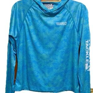 Hook & Tackle Women's Medium Blue Yellow Swim Top Shirt Swim Fish Outdoor